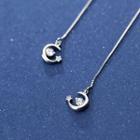 925 Sterling Silver Rhinestone Moon Threader Earring As Shown In Figure - One Size