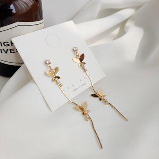 Alloy Butterfly Dangle Earring 1 Pair - Ear Studs - Gold - One Size