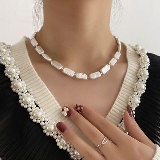 Rectangle Resin Choker 1 Pc - Off-white - One Size