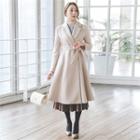 Wool Blend A-line Coat With Sash