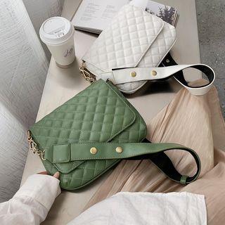 Faux Leather Quilted Flap Crossbody Bag