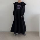 Long-sleeve Lettering Maxi Collared Dress