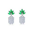 Fashion And Creative Pineapple Stud Earrings With White Cubic Zirconia Silver - One Size