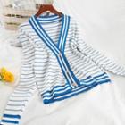 Striped Cardigan Stripes - Blue - One Size