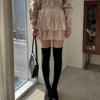 Crinkled Mini Layered Skirt
