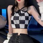 Strappy Checkered Camisole Top / Mini Bodycon Dress