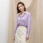 Pocket-front Dotted Shirt Lavender - One Size