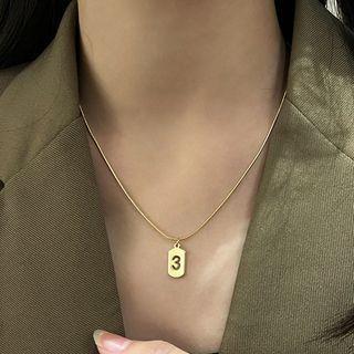 Numerical Tag Pendant Alloy Necklace
