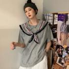 Short-sleeve Tie Accent Top