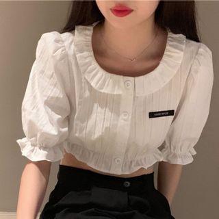 Applique Short-sleeve Crop Top