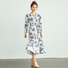 Printed Tiered Maxi Dress With Sash