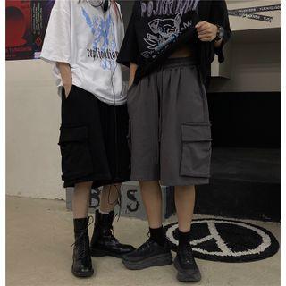 Side Pocket Wide-leg Shorts