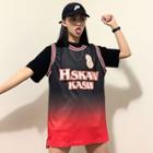Sleeveless Letter Gradient T-shirt As Shown In Figure - One Size