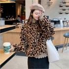 Leopard Print Faux-fur Top Brown - One Size