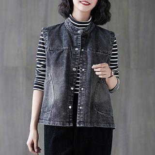 Snap-button Denim Vest