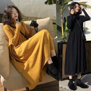 Long-sleeve Midi A-line Dress / A-line Dress