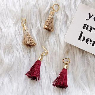 Tassel Earring E179 - Wine Red - One Size