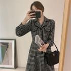 Long-sleeve Plaid Loose Dress