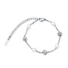 Simple And Fashion Geometric Round Pearl 316l Stainless Steel Bracelet With Cubic Zirconia Silver - One Size