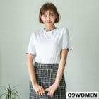 Contrast-trim Lettuce-edge T-shirt