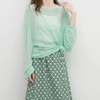 Long-sleeve See-though T-shirt