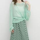 Long-sleeve See-though T-shirt