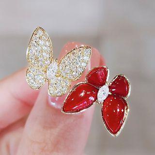 Butterfly Ring Ly2687 - Wine Red - One Size