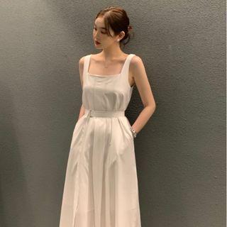 Square Neck Belted Tank Dress