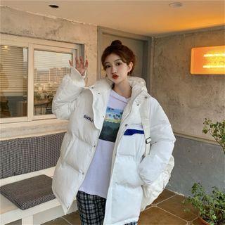 Letter Print Cargo Padded Coat