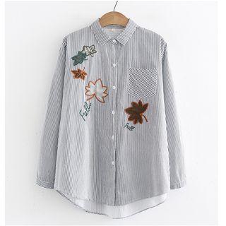 Maple Embroidered Striped Shirt
