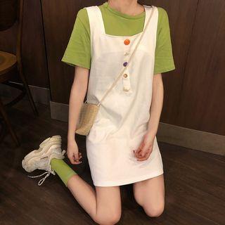 Plain Sleeveless Mini Dress White - Dress - One Size