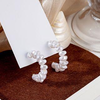 Faux Pearl Hoop Earring 1 Pair - E5411 - White - One Size