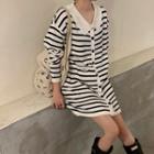 Long Sleeve Stripe Polo Dress Stripe - One Size