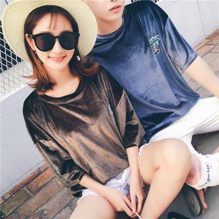 Couple Matching Corduroy Short-sleeve T-shirt