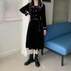 Long Sleeve Velvet A-line Dress