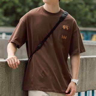 Pocket Hidden Small Tiger Print Short-sleeve T-shirt