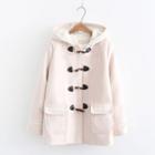 Contrast Trim Hooded Toggle Coat
