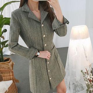 Faux-pearl Button Mini Coatdress
