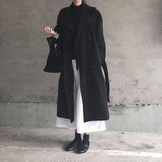Double Breasted Trench Coat Black - One Size