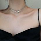 925 Sterling Silver Heart Pendant Layered Choker As Shown In Figure - One Size