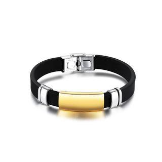 Simple Personality Plated Gold Geometric Rectangular 316l Stainless Steel Silicone Bracelet Golden - One Size
