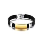 Simple Personality Plated Gold Geometric Rectangular 316l Stainless Steel Silicone Bracelet Golden - One Size