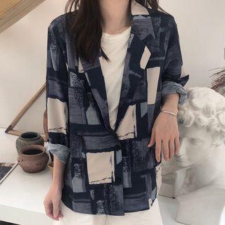 Printed Single-breasted Blazer As Shown In Figure - One Size