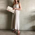 Sleeveless Linen Blend H-line Maxi Dress