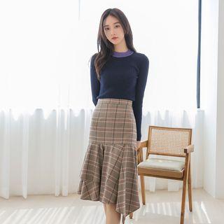 Glittered-trim Rib-knit Top