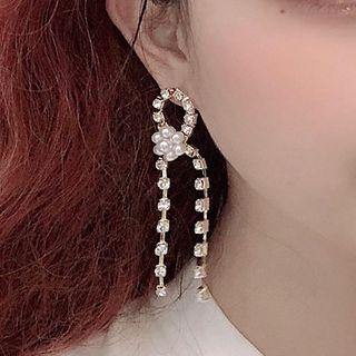 Rhinestone Drop Ear Stud 1 Pair - Gold - One Size