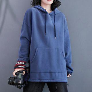 Plain Hoodie Fleece Lining - Blue - One Size