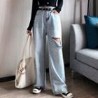 High-waist Ripped Wide Leg Pants