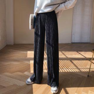 Pleated Velvet Wide-leg Pants