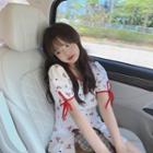 Puff-sleeve Bear Print Mini A-line Dress